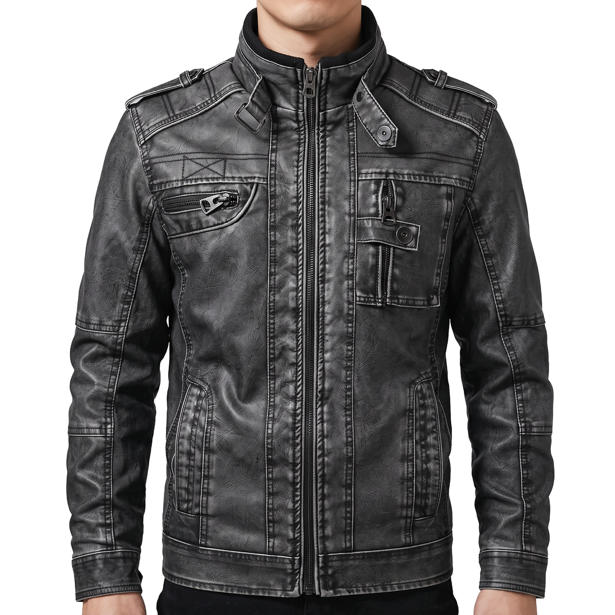 Varen Washed Faux Leather Jacket