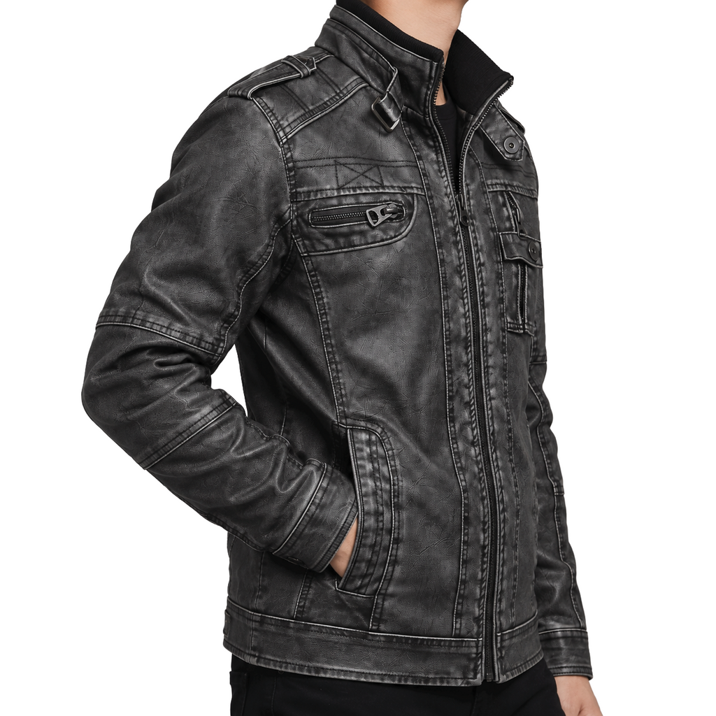 Varen Washed Faux Leather Jacket