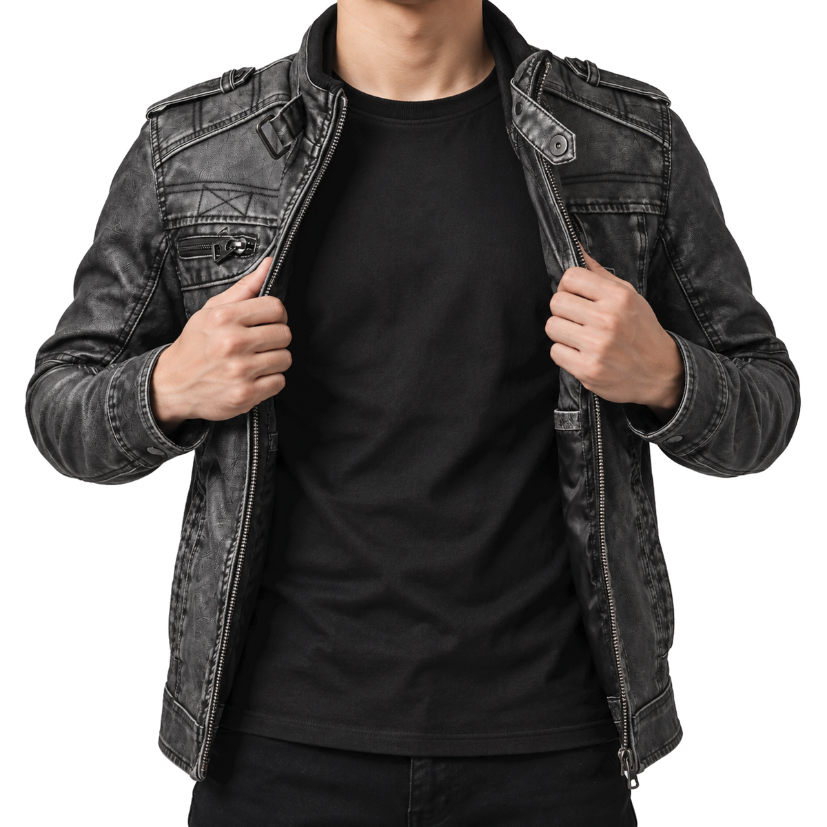 Varen Washed Faux Leather Jacket