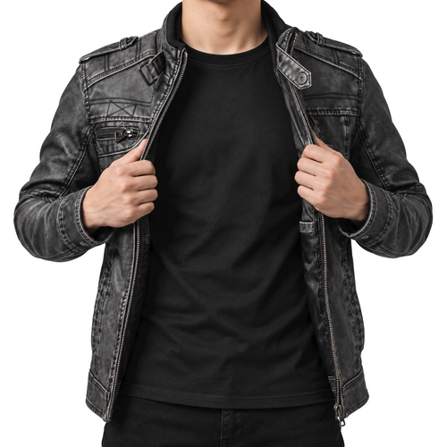 Varen Washed Faux Leather Jacket