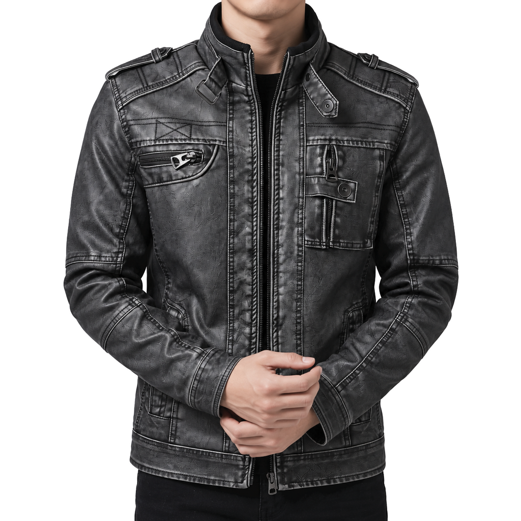 Varen Washed Faux Leather Jacket