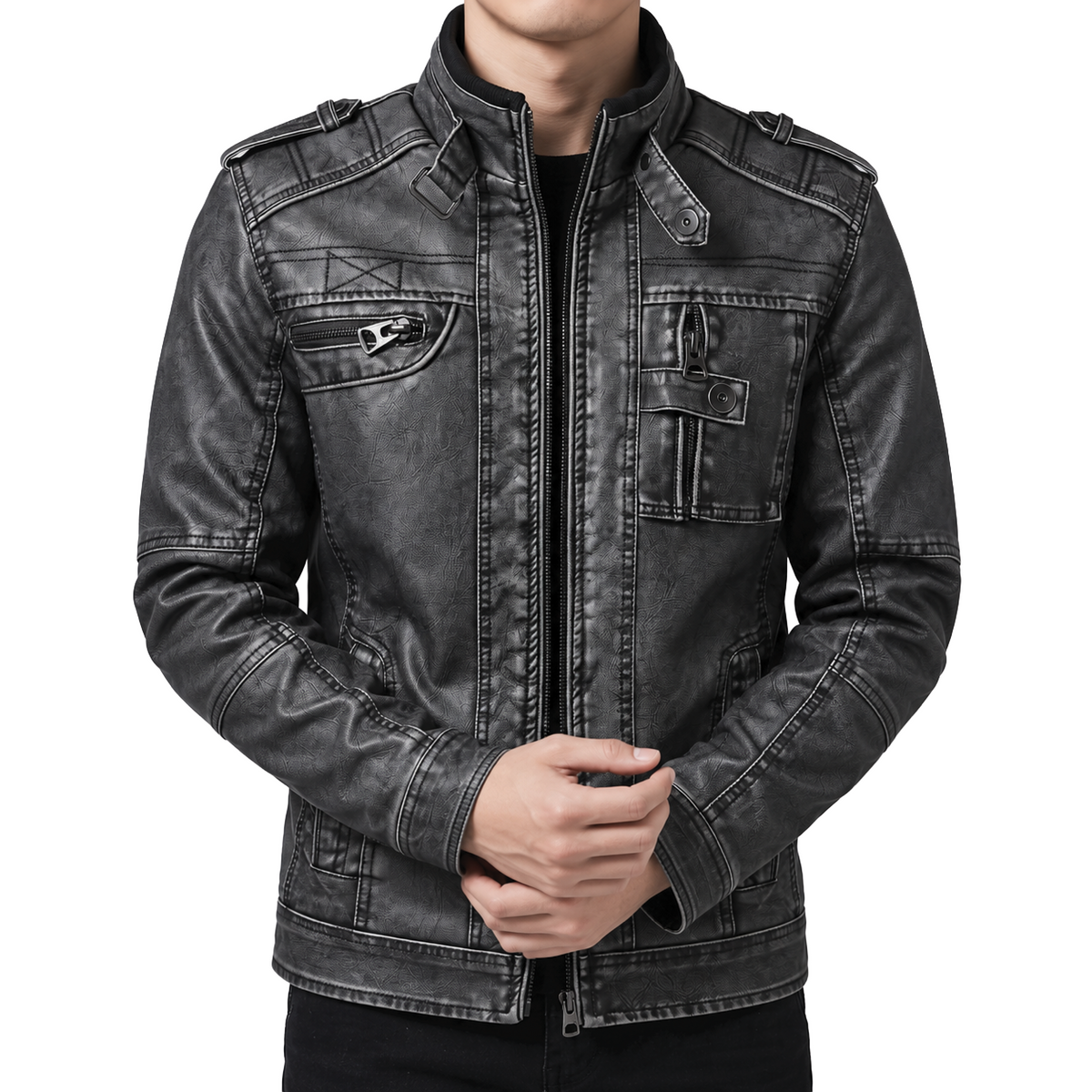 Varen Washed Faux Leather Jacket