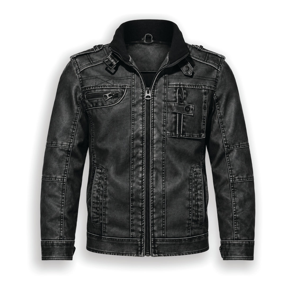 Varen Washed Faux Leather Jacket