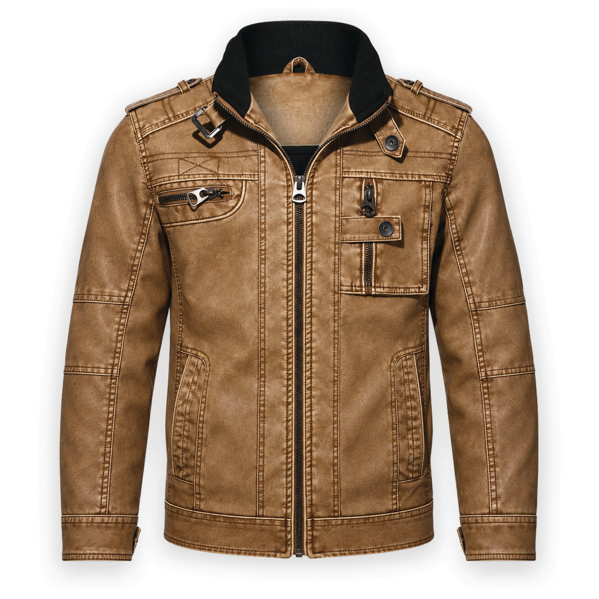 Varen Washed Faux Leather Jacket